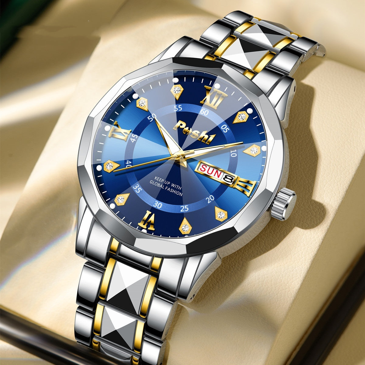 Men's Watch Luminous Calendar Quartz Watch Steel Belt