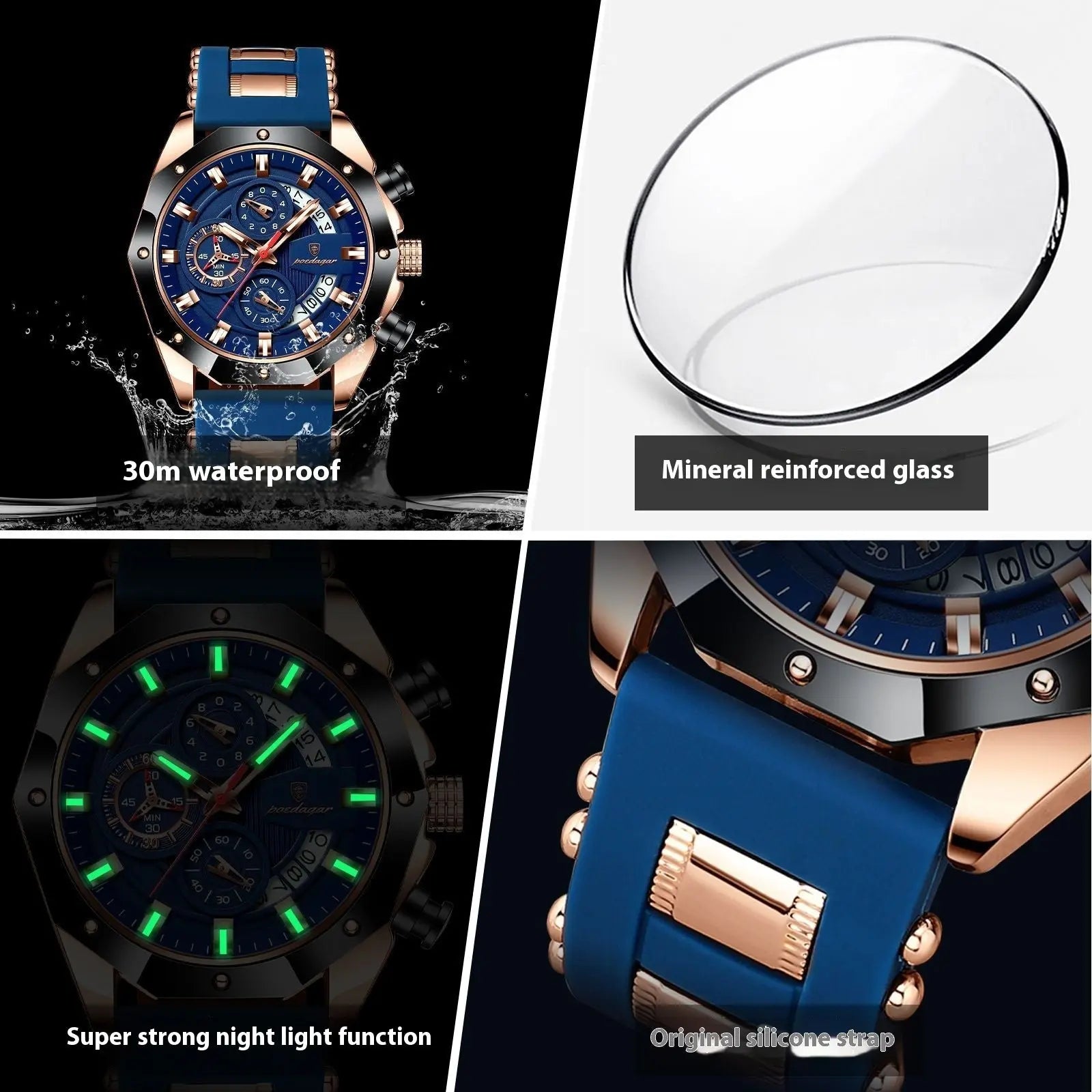 Silicone Band Multi-function Chronograph Men's Watch - MaJuah