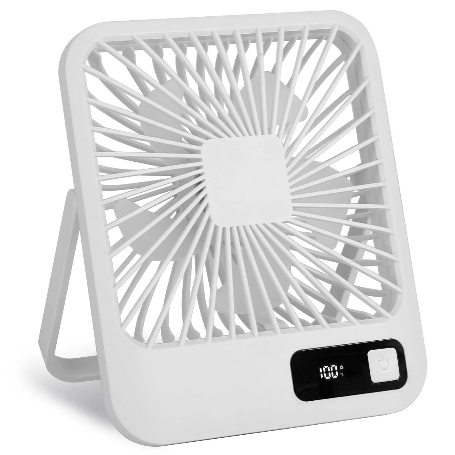 3 Colors Options -- 1Pc Mini Desktop Cooling Fan Rechargeable Battery Powered Personal Fan Speed Adjustment Strong Airflow Quiet Travel Fan With LCD Display For Home Office Travel - MaJuah