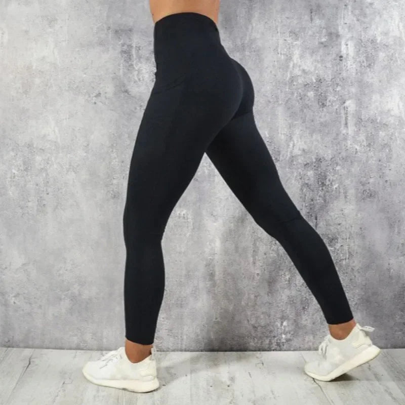 Yoga Fitness Women Leggings High Waist Tights with Pocket Gym Workout Running Stretchy Sexy Butt Liftting Casual Skinny Pants MaJuah