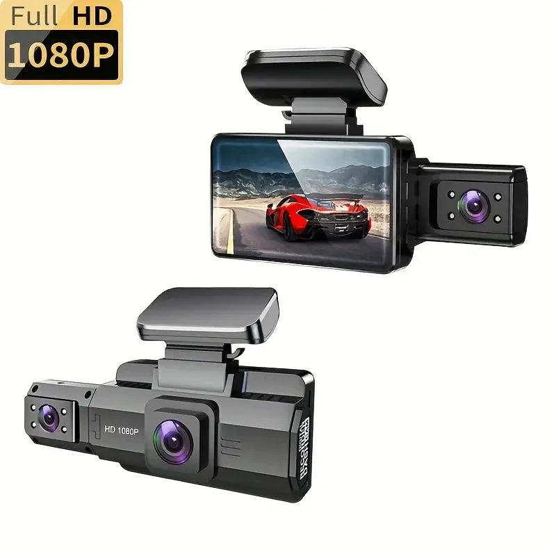 Dash Cam 3-inch Screen With 170 Wide Angle 1080P Dual Lens In Front Of And Inside The Car Cycle Recording - MaJuah