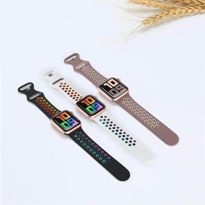 Silicone Strap for Apple Watch Band Ultra 2 49mm 38mm 42mm Sport Bracelet iWatch Series 9 8 7 41mm 45 mm 7 6 SE 5 4 3 44mm 40mm - MaJuah