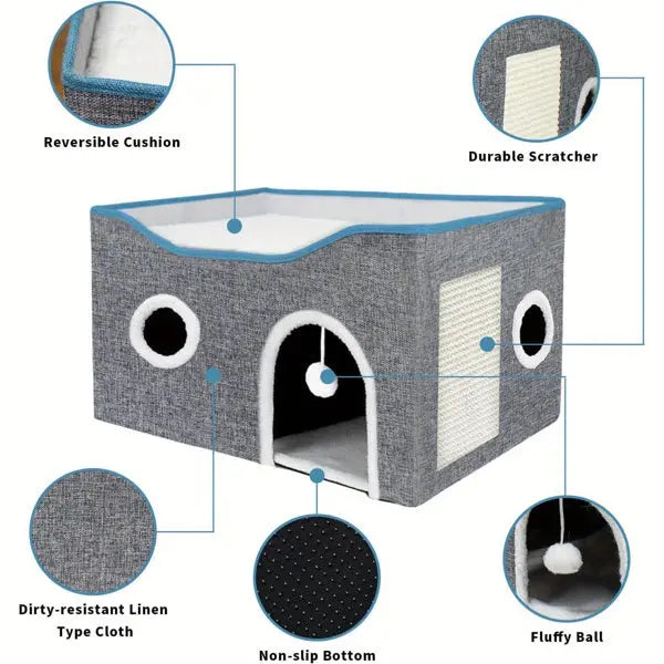 Super Wide Cat House For Indoor Cats, Amazon Logistics, And Wal Mart Platform - MaJuah