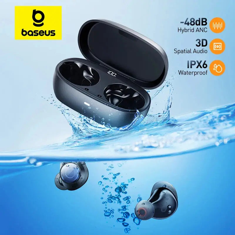 Baseus Bowie MA10 Pro Wireless Earphones 48dB Active Noise Cancellation Bluetooth 5.3 Earbuds 40H Battery Life IPX6 Waterproof - MaJuah
