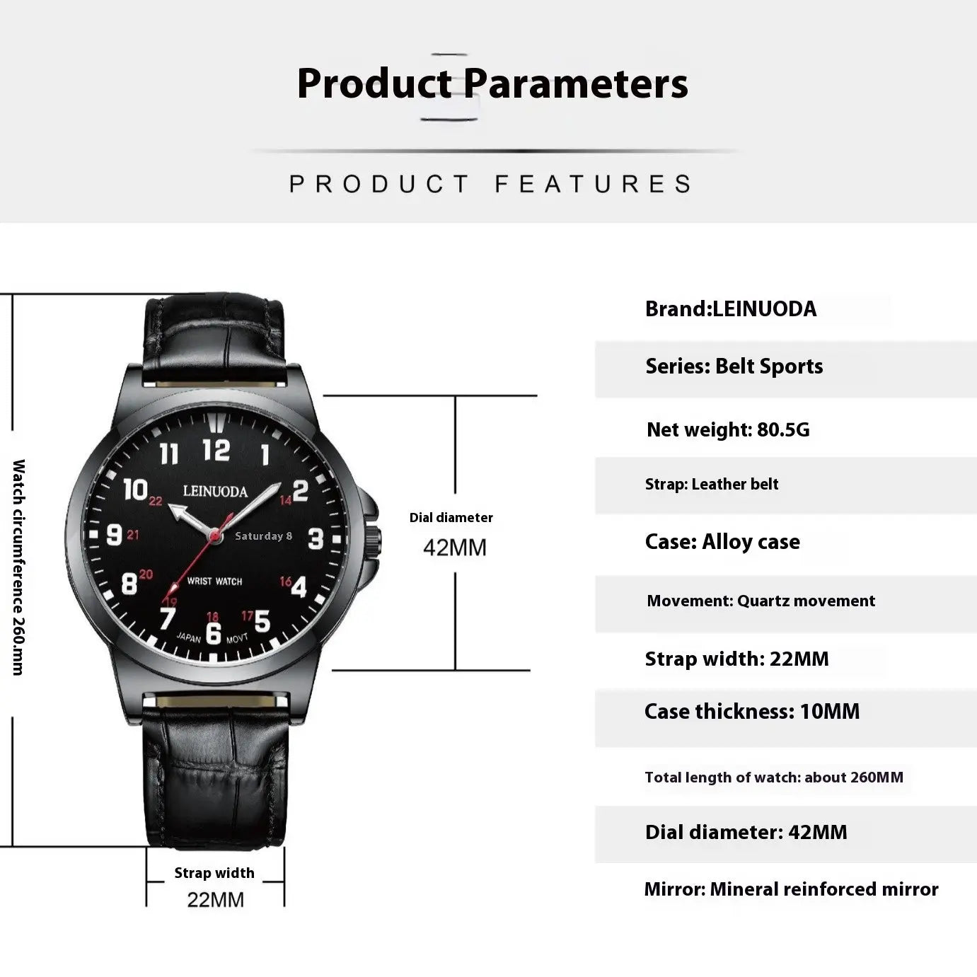 Numbers Surface Waterproof Quartz Simple Men's Watch - MaJuah