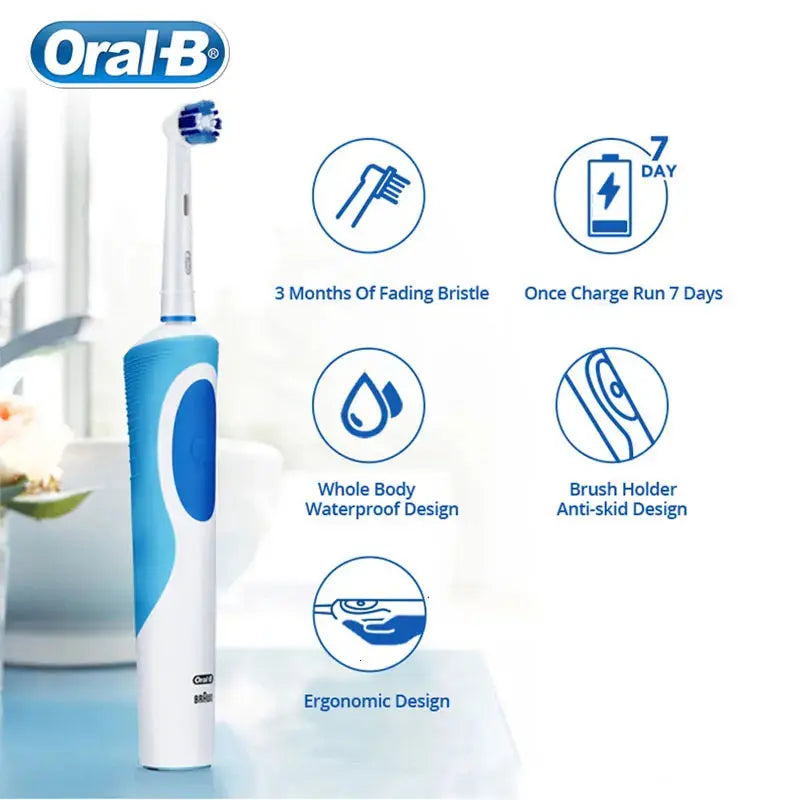 Oral B Electric Toothbrush Adult Rotation Clean Teeth Charging Tooth Brush 3D Whiten Teeth Oral Care Brush With Gift Brush Heads - MaJuah