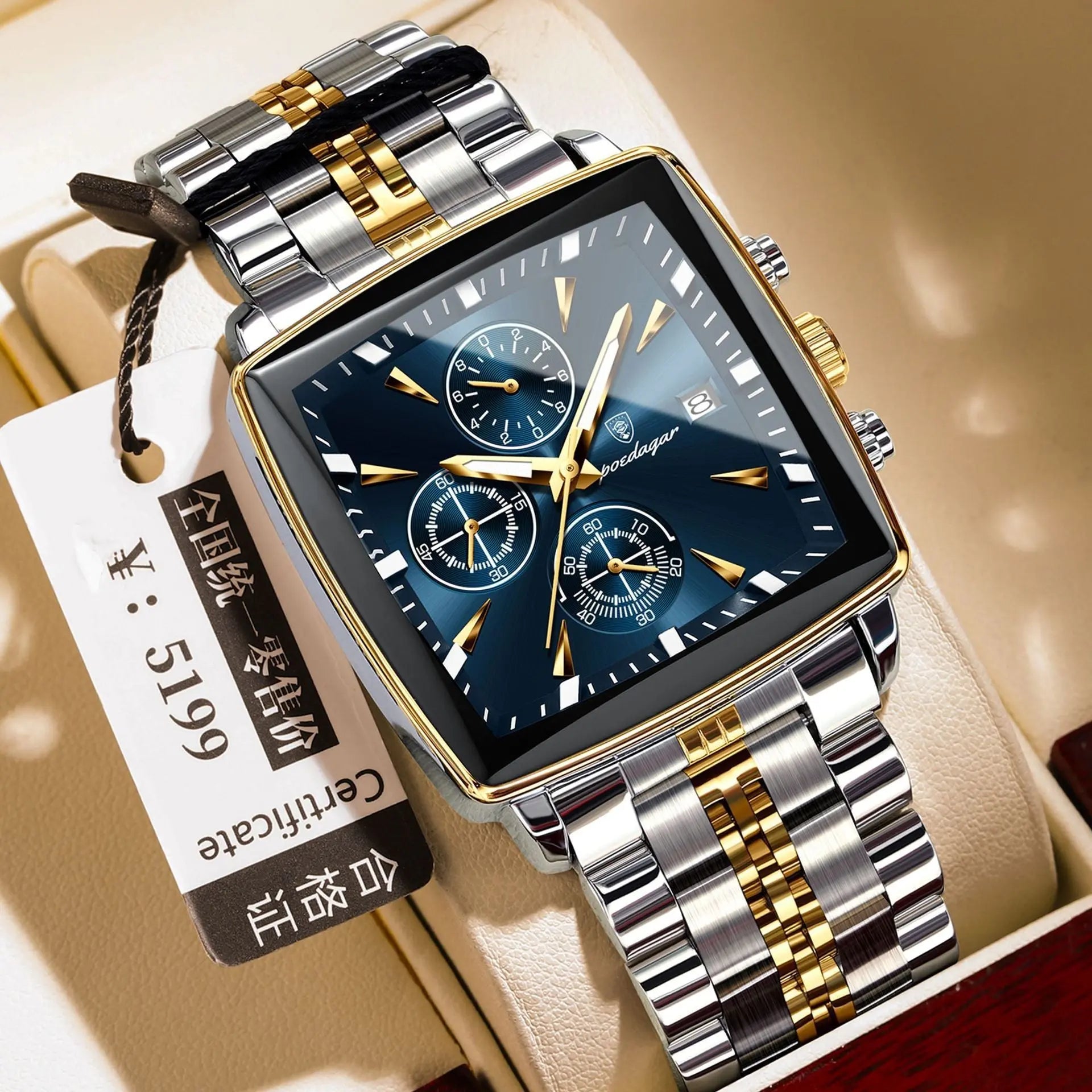 Square Men's Watch Multifunctional Business Quartz - MaJuah