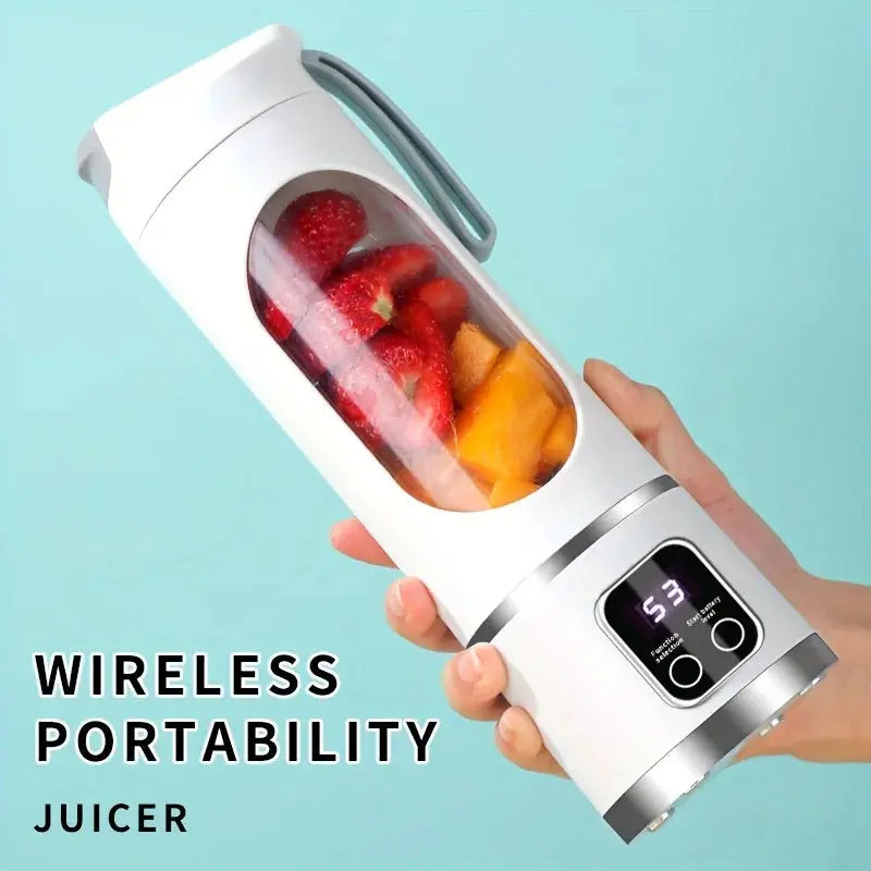 450ml Portable Juicer with LED Digital Display USB Charging Outdoor Juicing Cup Home Multifunctional 12-Blade Blender 1500mAh Super Star Appliance Store