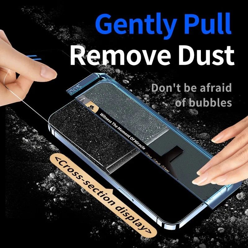 FOR iPhone 15 14 13 12 11 XR XS Pro Max PLUS Screen Protector Toughened Glass Phone With Install Kit Remove Explosion magicjohn