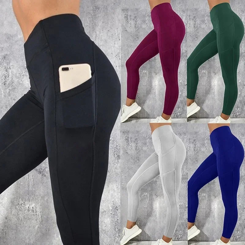 Yoga Fitness Women Leggings High Waist Tights with Pocket Gym Workout Running Stretchy Sexy Butt Liftting Casual Skinny Pants MaJuah