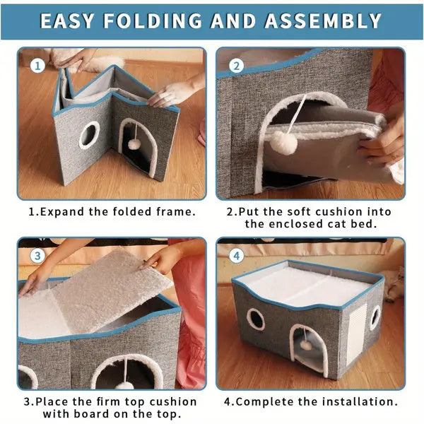 Super Wide Cat House For Indoor Cats, Amazon Logistics, And Wal Mart Platform - MaJuah