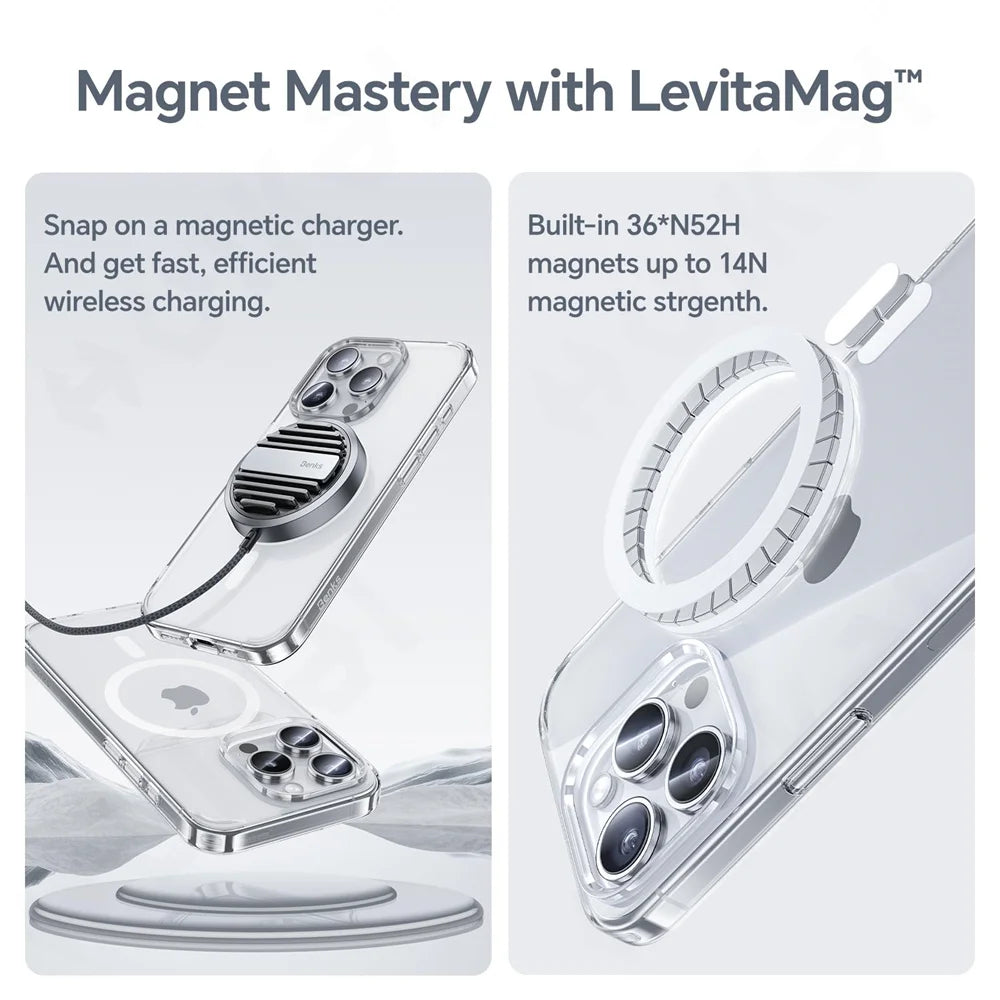 Magnetic Case For iPhone 16 15 14 13 11 Pro Max Plus XS Max XR 7 8 Plus Crystal Clear Protective with Magsafe Transparent Cover