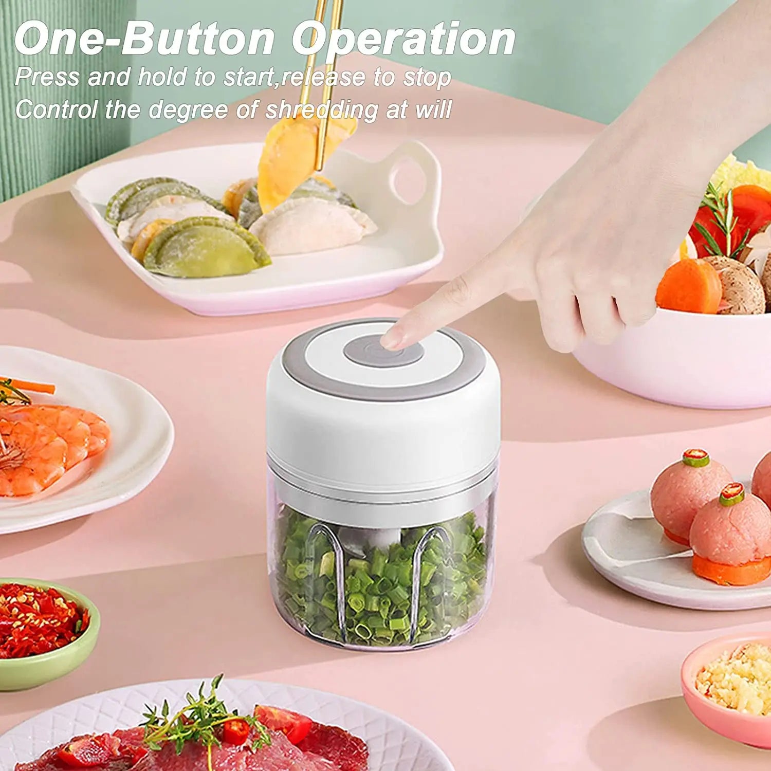 Mini Electric Garlic Chopper Vegetable Chili Meat Ginger Masher Machine Sturdy Durable USB Charging Blenders Kitchen, Ships From - CHINA