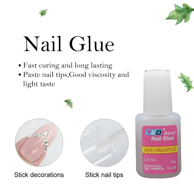10g Fast Drying Nail Glue for False Nails Glitter Acrylic Nail Rhinestone Decoration Extension Glue Adhensive Nail Care Tool - MaJuah