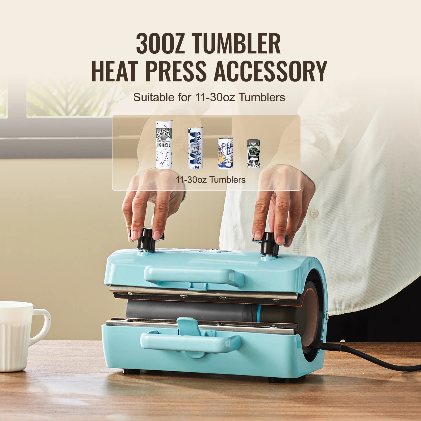 VEVOR Auto Heat Press Machine Kit Tumbler Press 2-in-1 15x15 in for 11-30 oz Tumblers, for Sublimation Heat Transfers Projects, Ships From - United States