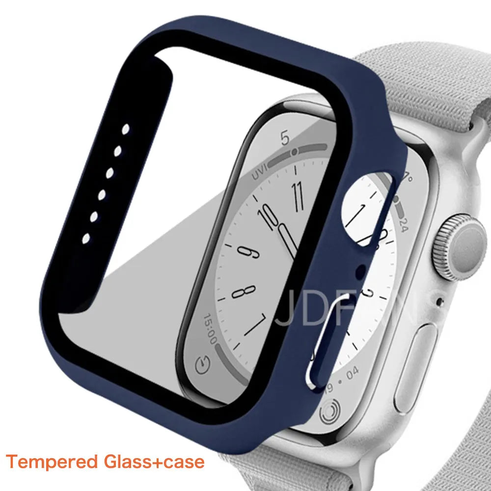 Tempered Glass+ cover For Apple Watch Case series 9 8 7 41mm 45mm 42mm HD PC bumper Screen Protector iWatch 6 5 4 se 44mm 40mm