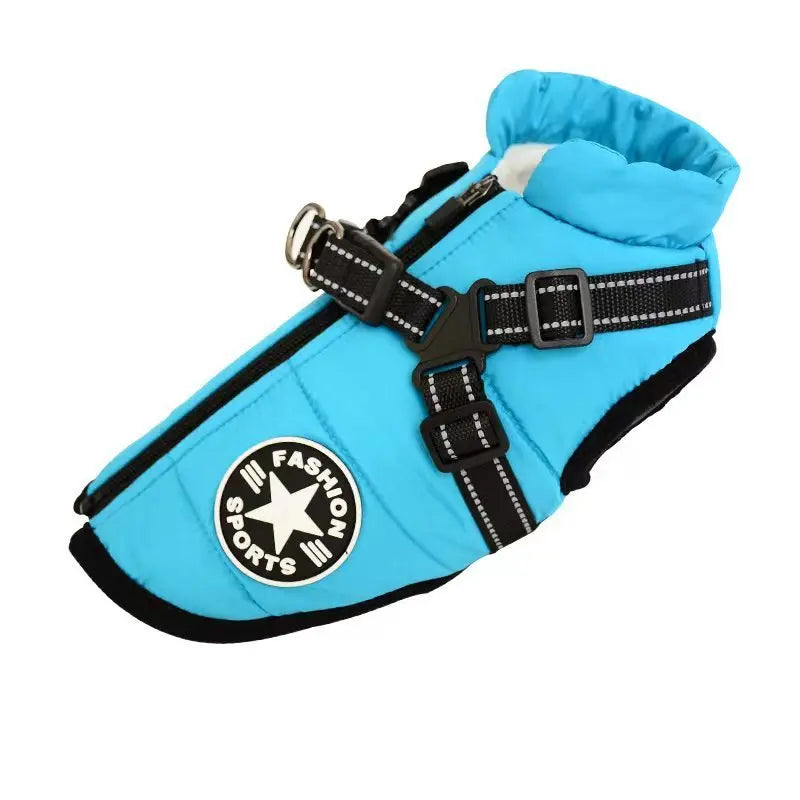 Waterproof Dog Clothes Winter Dog Coat With Harness Warm Pet Clothing Big Dog Jacket Chihuahua Labrador Coat Costume - MaJuah