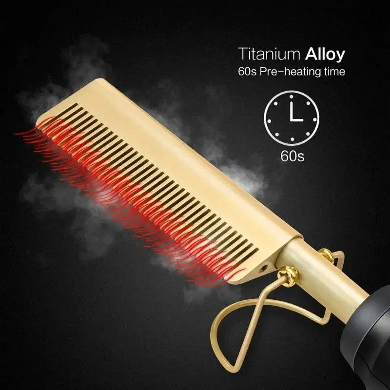 2 in 1 Electric Hot Heating Comb Hair Straightener Curler Wet Dry Hair Iron Straightening Brush Hair Styling Tool - MaJuah