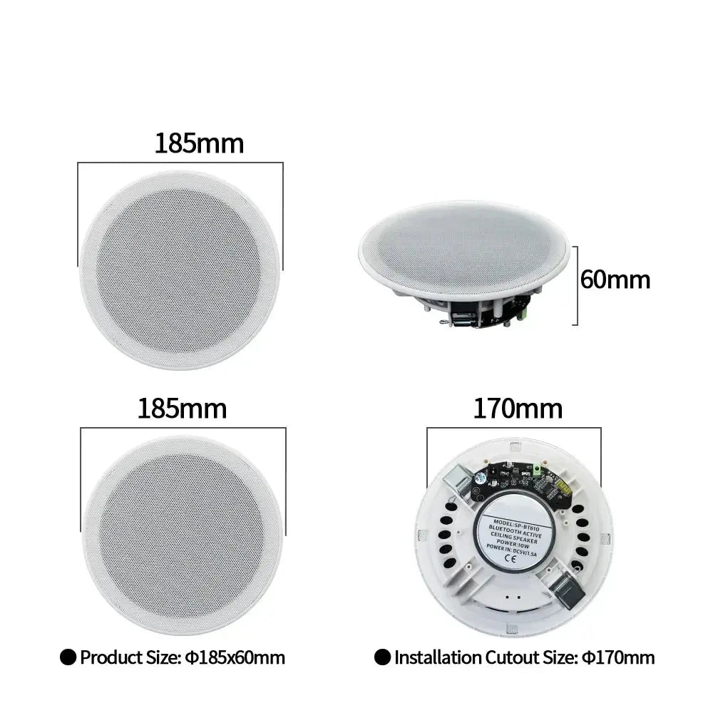 Bluetooth In-ceiling Speaker 6'' 10W Moisture-proof Flush Mount Loudspeaker Built In Class D Amplifier Audio Sound System Indoor - MaJuah
