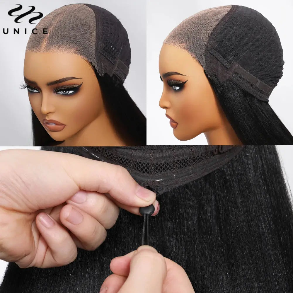 UNICE Hair Yaki Straight 7x5 Lace Closure Glueless Wigs Human Hair Ready To Wear Pre Cut Pre Bleached Pre Plucked Lace Wig - MaJuah