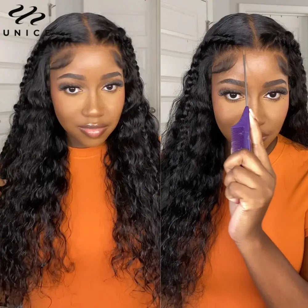 Unice Hair Pre Cut Pre Bleached 7x5 Lace Wear Go Glueless Wig 100% Human Hair Natural Color Water Wave Lace Front Wig - MaJuah