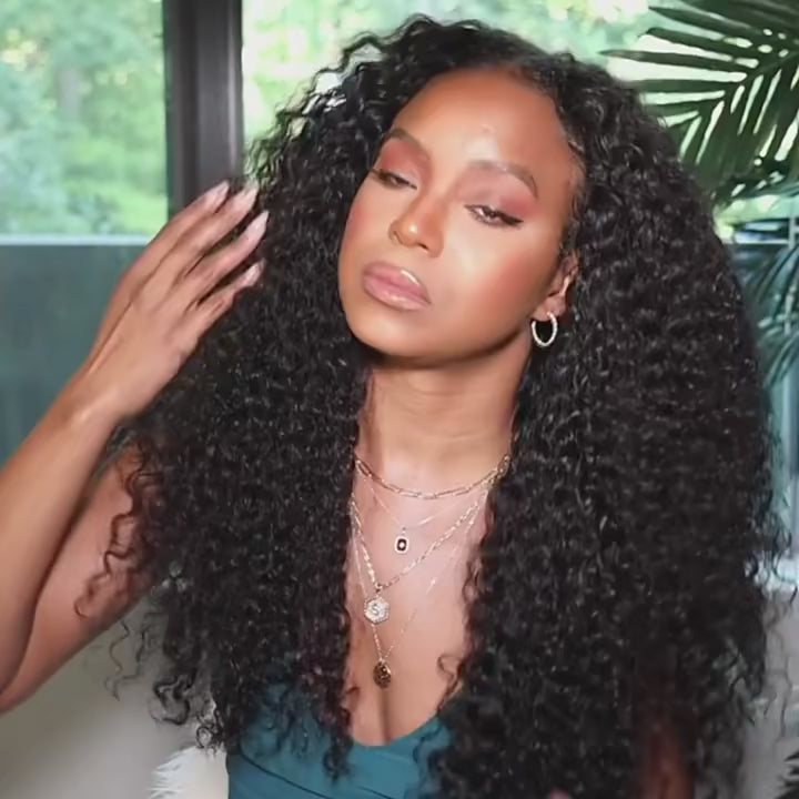Upgraded V Part Wig Kinky Curly Wig Brazilian 32inch Natural Color Deep Wave Human Remy Hair For Women