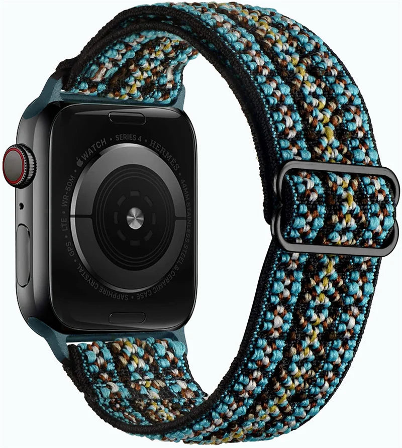 Elastic Strap for Apple Watch Series 9/8/7 6 5 4 Se ultra 2 49mm 41mm 45mm 40mm/44mm pride Nylon loop Shiny Bracelet iWatch Band