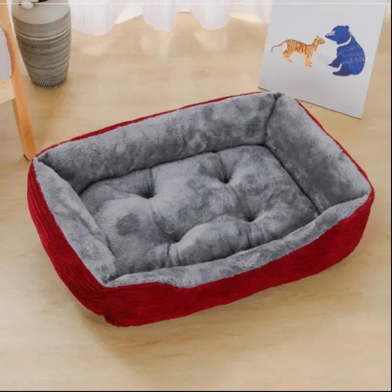 Bed for Dog Cat Pet Square Plush Kennel Medium Small Dog Sofa Bed Cushion Pet Calming Dog Bed House Pet Supplies Accessories - MaJuah