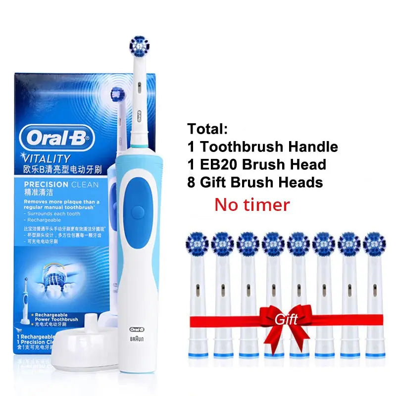 Oral B Electric Toothbrush Adult Rotation Clean Teeth Charging Tooth Brush 3D Whiten Teeth Oral Care Brush With Gift Brush Heads - MaJuah