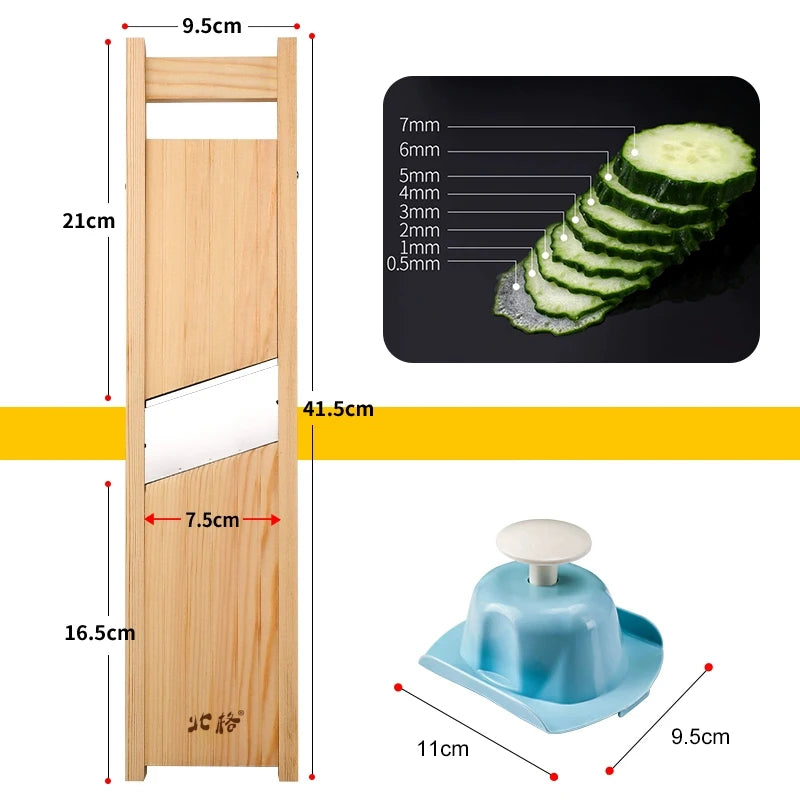Wooden Adjustable Vegetables Cutter 0.5-7mm Slicer for Potato,Tomato and Onion Cabbage Shredder Chip Fruit Chopper