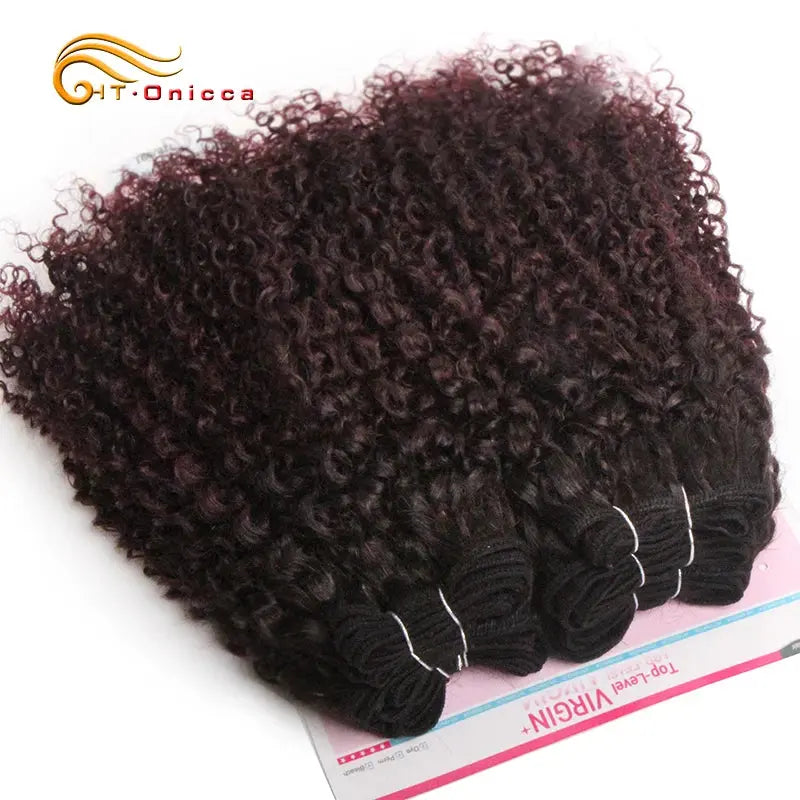 6Pcs/Lot Peruvian Curly Bundles Jerry Curl Double Drawn Human Hair Remy Funmi Hair T1B 30 99J Colored Hair Extension - MaJuah