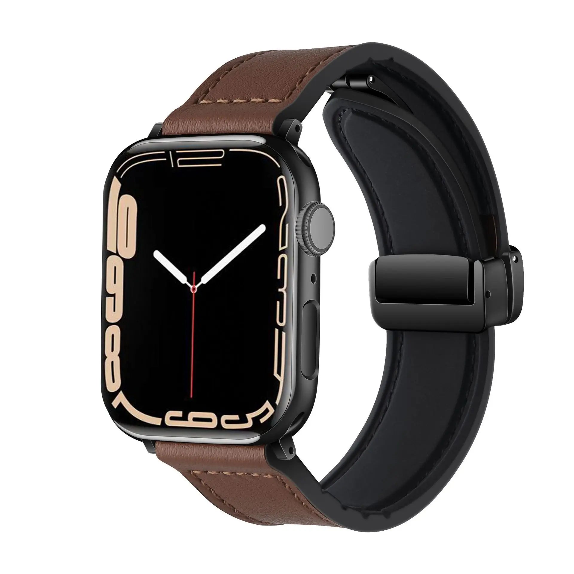 Magnetic Strap for Apple watch band 44mm 40mm 45mm 41mm Genuine Leather+silicone bracelet iWatch series 9 8 7 6 se ultra 2 49mm