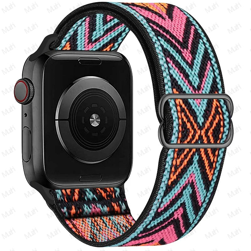 Elastic Strap for Apple Watch Series 9/8/7 6 5 4 Se ultra 2 49mm 41mm 45mm 40mm/44mm pride Nylon loop Shiny Bracelet iWatch Band