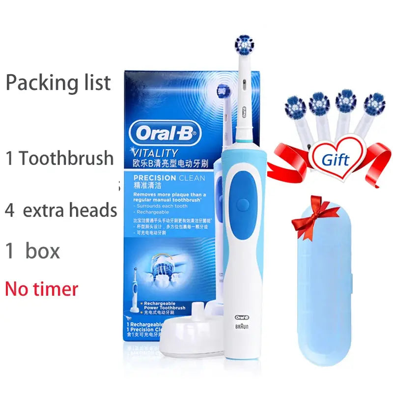 Oral B Electric Toothbrush Adult Rotation Clean Teeth Charging Tooth Brush 3D Whiten Teeth Oral Care Brush With Gift Brush Heads - MaJuah