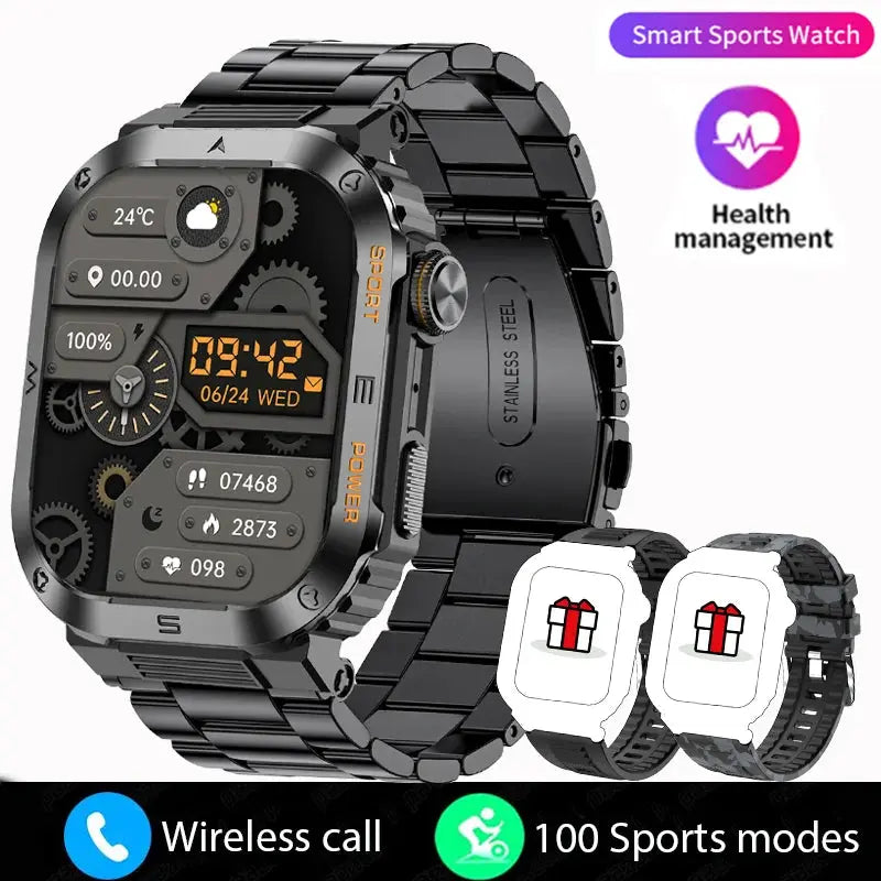 Rugged And Durable Military Smart Watch Ip68 Waterproof 2.01 '' HD Display Bluetooth Voice Smart Watch For Android IOS XIAOMI - MaJuah