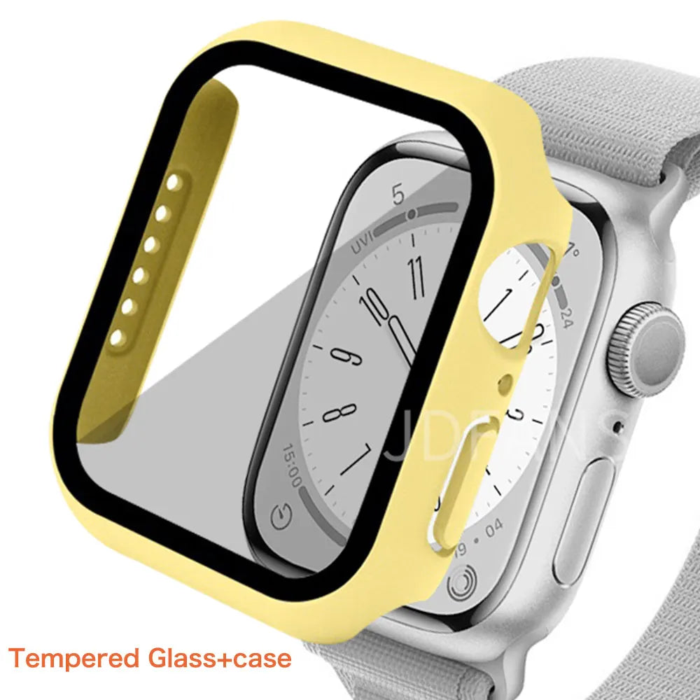Tempered Glass+ cover For Apple Watch Case series 9 8 7 41mm 45mm 42mm HD PC bumper Screen Protector iWatch 6 5 4 se 44mm 40mm