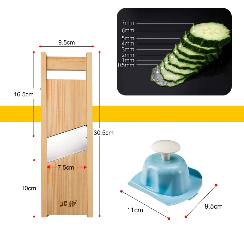 Wooden Adjustable Vegetables Cutter 0.5-7mm Slicer for Potato,Tomato and Onion Cabbage Shredder Chip Fruit Chopper