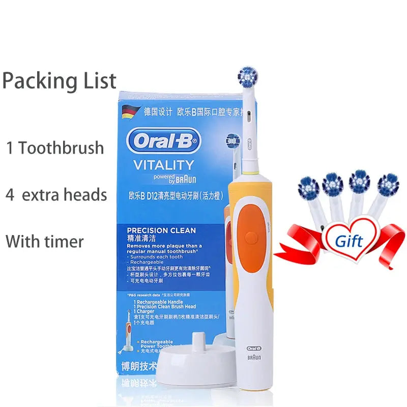 Oral B Electric Toothbrush Adult Rotation Clean Teeth Charging Tooth Brush 3D Whiten Teeth Oral Care Brush With Gift Brush Heads - MaJuah