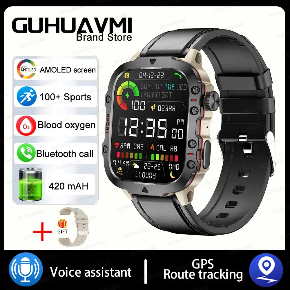 2024 Outdoor Military 3ATM Waterproof Smart Watch Men 420mAh Battery Heart Rate Sports Fitness Watches Bluetooth Call Smartwatch - MaJuah