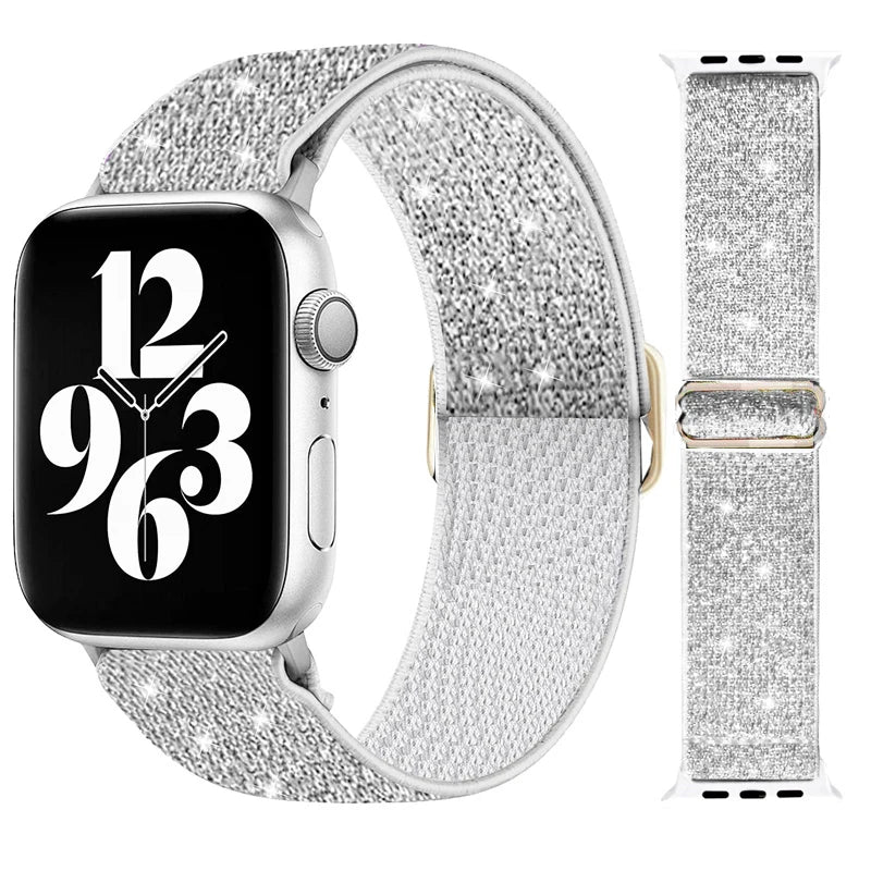 Elastic Strap for Apple Watch Series 9/8/7 6 5 4 Se ultra 2 49mm 41mm 45mm 40mm/44mm pride Nylon loop Shiny Bracelet iWatch Band