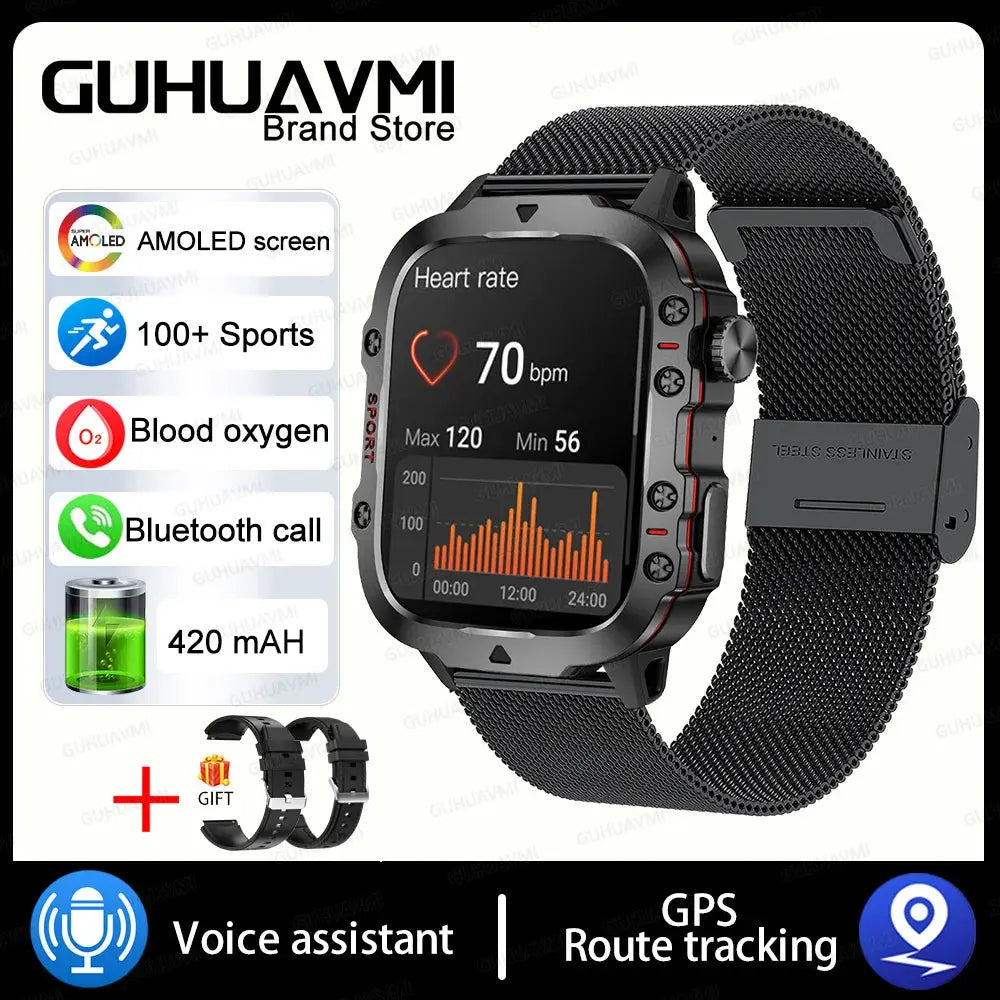2024 Outdoor Military 3ATM Waterproof Smart Watch Men 420mAh Battery Heart Rate Sports Fitness Watches Bluetooth Call Smartwatch - MaJuah