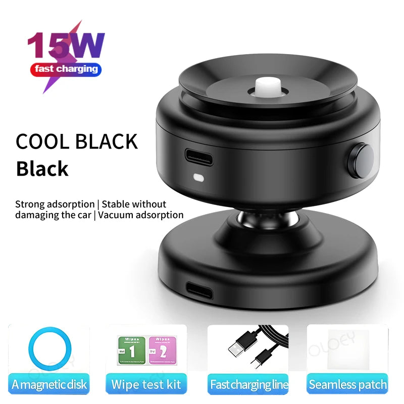 Support wireless charging 360 ° rotatable vacum car holder for iPhone Samsung Xiaomi magnetic car mount vacuum phone holder