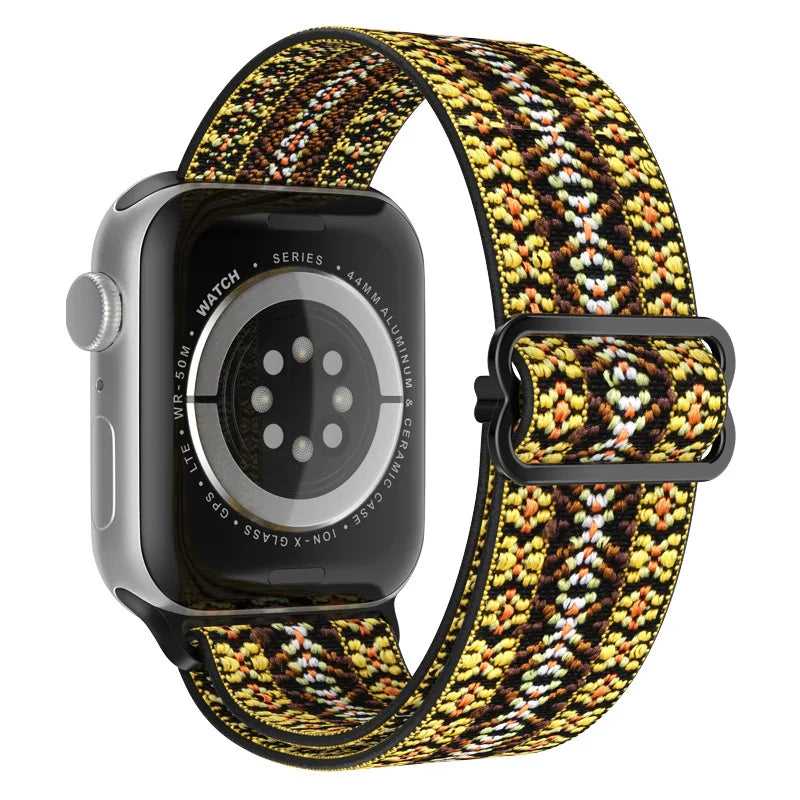 Elastic Strap for Apple Watch Series 9/8/7 6 5 4 Se ultra 2 49mm 41mm 45mm 40mm/44mm pride Nylon loop Shiny Bracelet iWatch Band