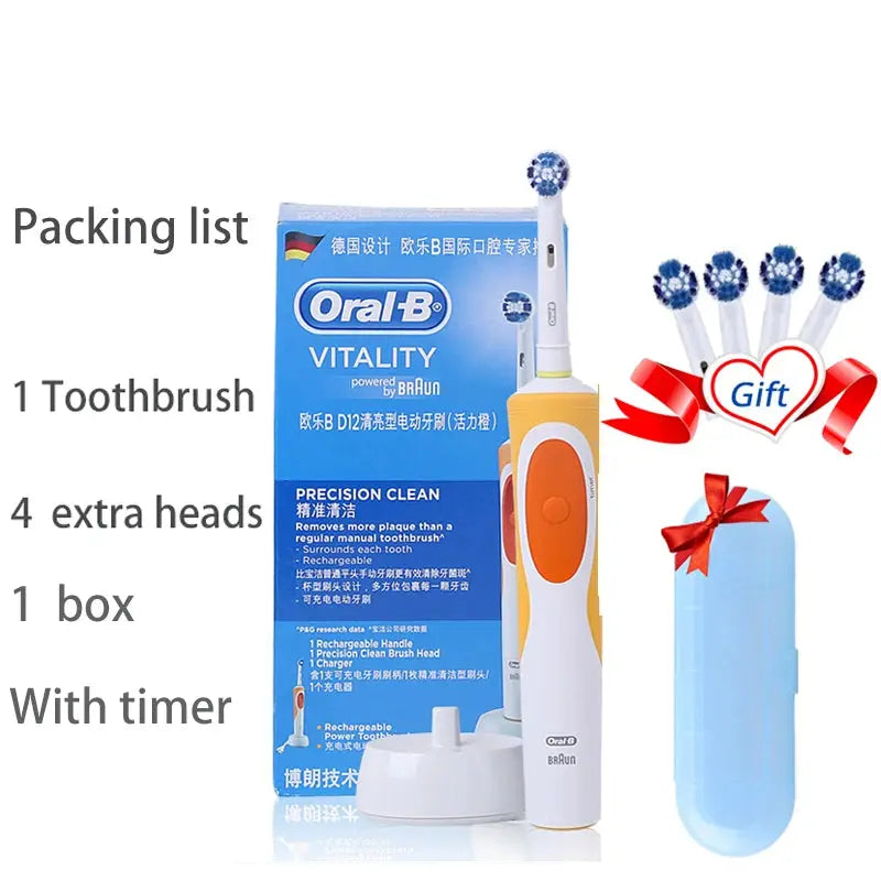 Oral B Electric Toothbrush Adult Rotation Clean Teeth Charging Tooth Brush 3D Whiten Teeth Oral Care Brush With Gift Brush Heads - MaJuah