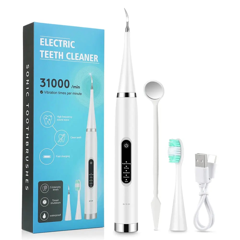 Electric Teeth Cleaner Sonic Dental Scaler Calculus Plaque Stain Tartar Removal teeth cleaning Whitening Toothbrush Oral Care - MaJuah