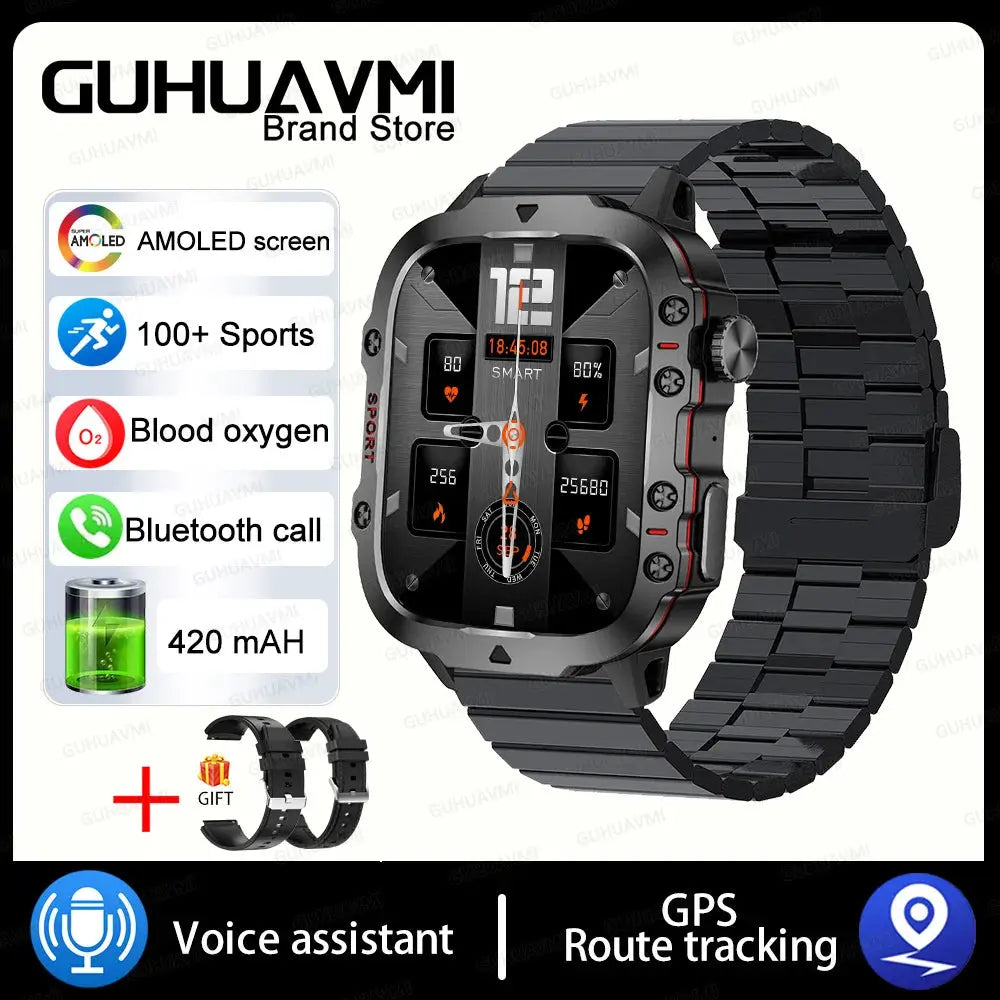 2024 Outdoor Military 3ATM Waterproof Smart Watch Men 420mAh Battery Heart Rate Sports Fitness Watches Bluetooth Call Smartwatch - MaJuah
