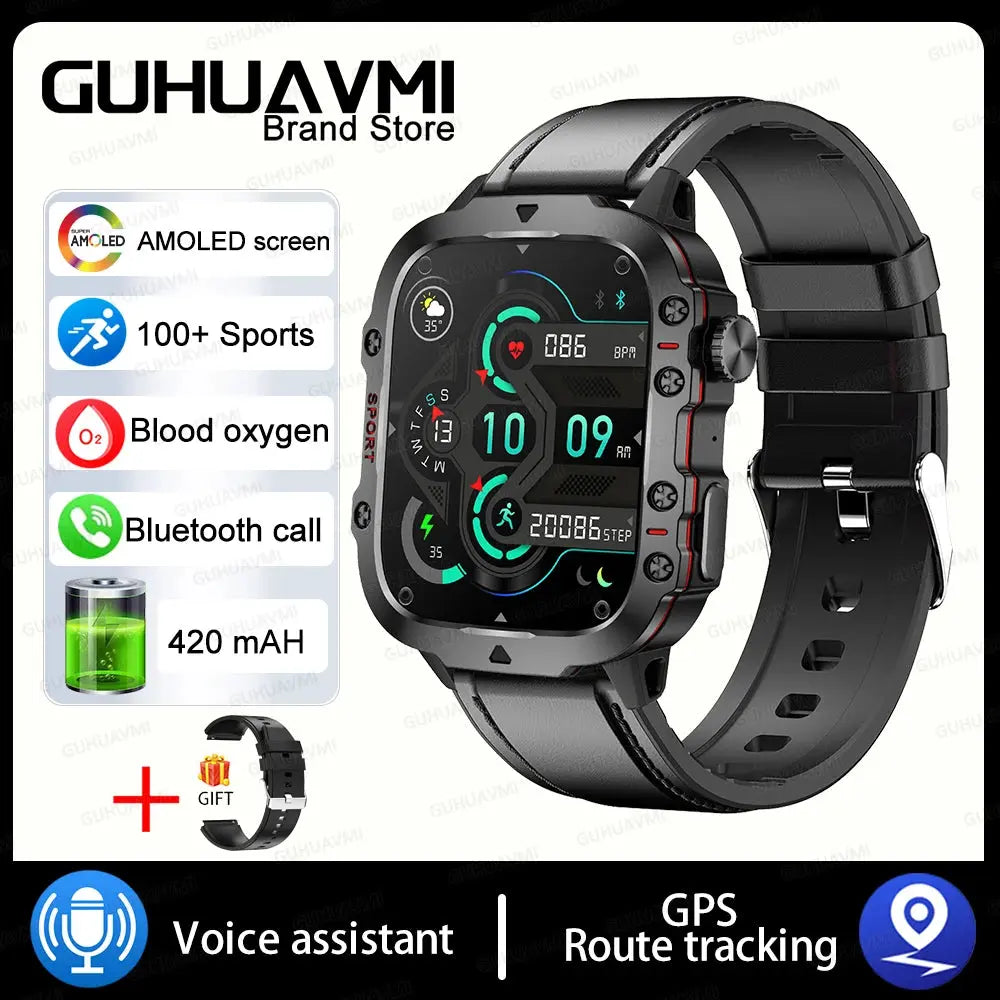2024 Outdoor Military 3ATM Waterproof Smart Watch Men 420mAh Battery Heart Rate Sports Fitness Watches Bluetooth Call Smartwatch - MaJuah