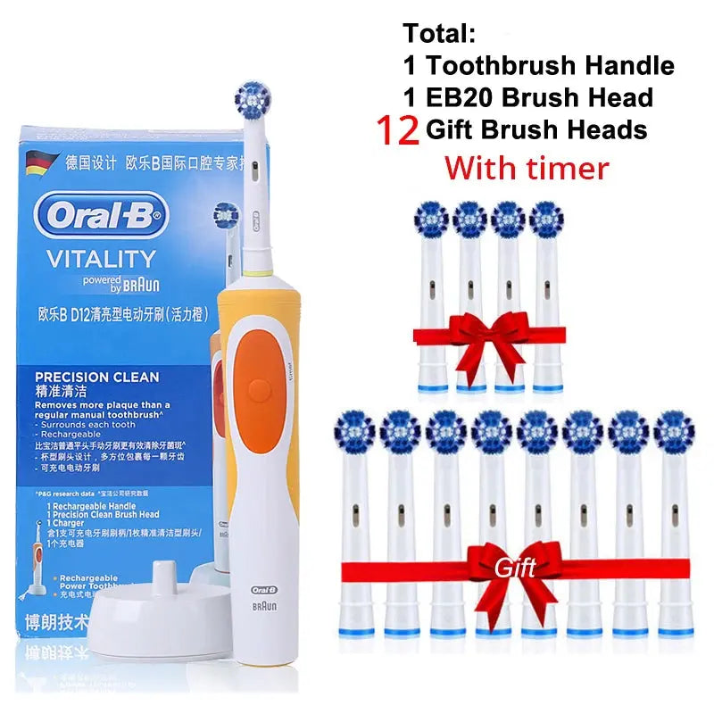 Oral B Electric Toothbrush Adult Rotation Clean Teeth Charging Tooth Brush 3D Whiten Teeth Oral Care Brush With Gift Brush Heads - MaJuah
