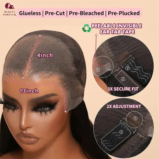 Beautyforever 13x4 Raw Straight Human Hair Lace Frontal Wig Glueless Brazilian Virgin Human Hair Wig PreEverything Ready to Wear, Ships From - United States - MaJuah
