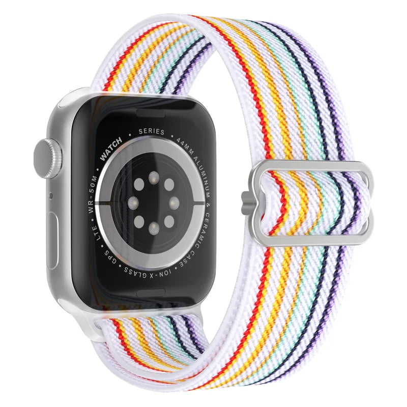 Elastic Strap for Apple Watch Series 9/8/7 6 5 4 Se ultra 2 49mm 41mm 45mm 40mm/44mm pride Nylon loop Shiny Bracelet iWatch Band